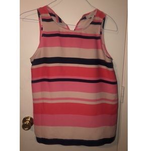 Sleeveless LOFT blouse PINK & BLACK STRIPE